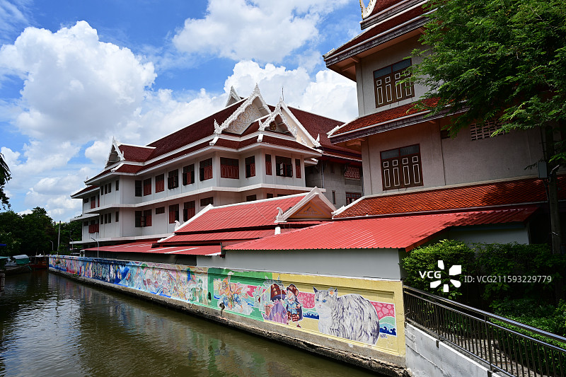 曼谷，水门寺，大佛下的众生图片素材