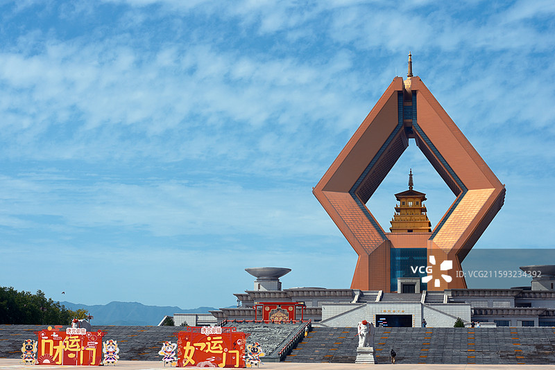 法门寺合十舍利塔横版侧面视角图片素材