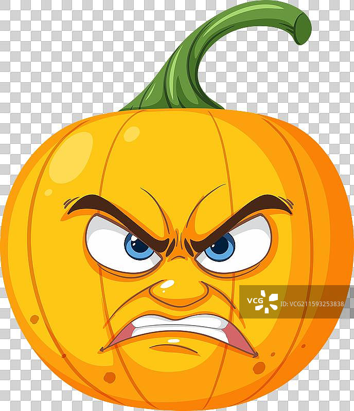 一只表情愤怒的卡通南瓜图片素材
