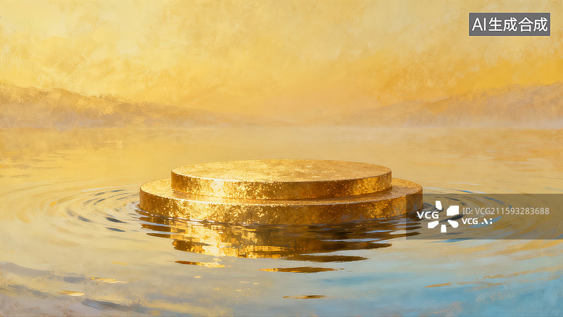 【AI数字艺术】金色电商背景，产品展台图片素材