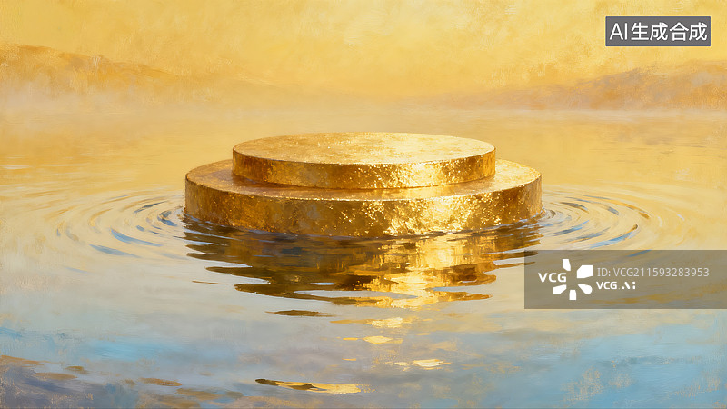 【AI数字艺术】金色电商背景，产品展台图片素材