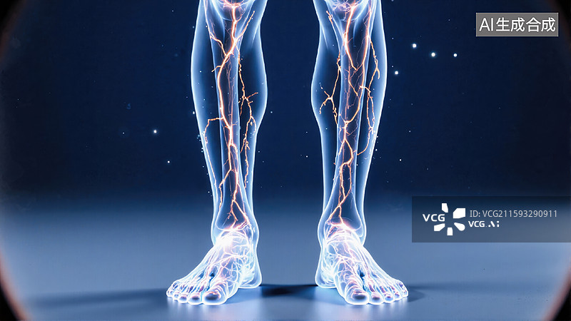 【AI数字艺术】人体腿部血管结构图片素材