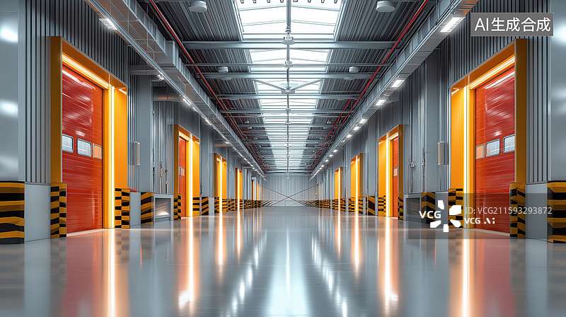 【AI数字艺术】现代化工业厂房内部图片素材