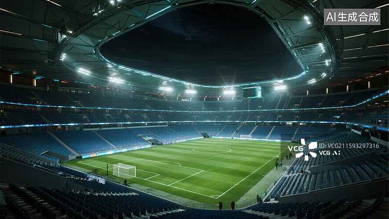 【AI数字艺术】璀璨绿茵：未来竞技场图片素材