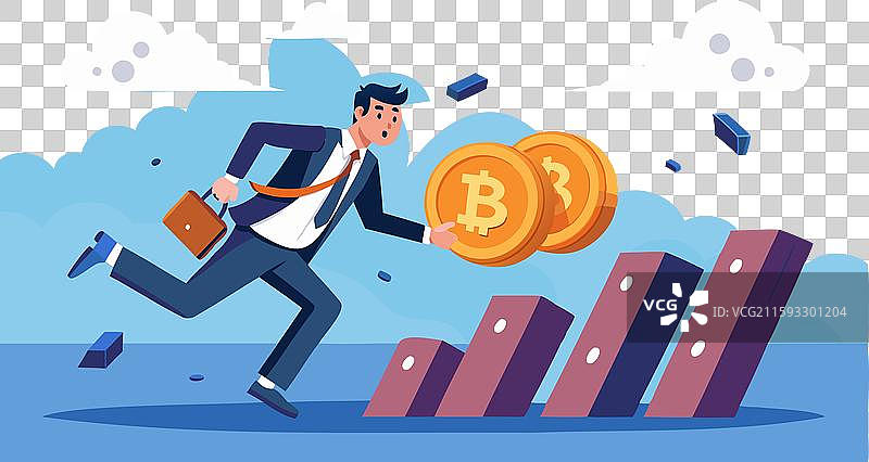 商人逃离比特币崩溃图片素材