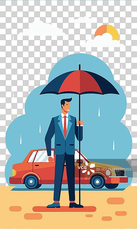 商人站在新车旁图片素材