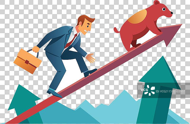 商人和熊市在秋千上图片素材