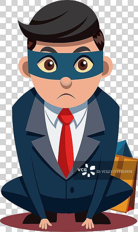 戴着面具的商人蹲着图片素材