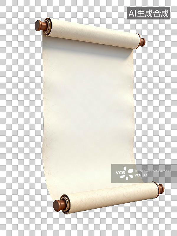 【AI数字艺术】3D风格打开的卷轴空白画卷国潮复古风格图片素材