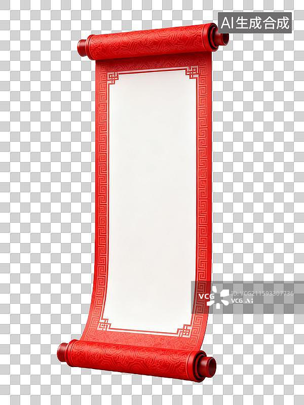 【AI数字艺术】3D风格打开的卷轴空白画卷国潮复古风格图片素材