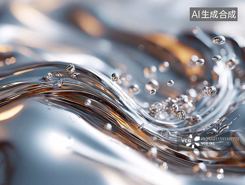 【AI数字艺术】液态金属流动光影图片素材