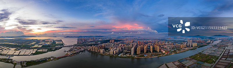 斗门黄杨河晚霞图片素材