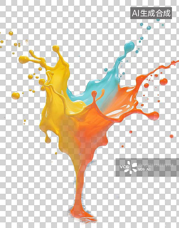 【AI数字艺术】飞溅的多色油墨高速摄影定格特写PNG免抠元素图片素材