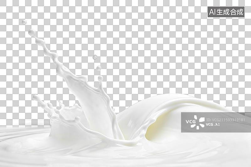 【AI数字艺术】动感牛奶飞溅瞬间PNG免抠素材图片素材