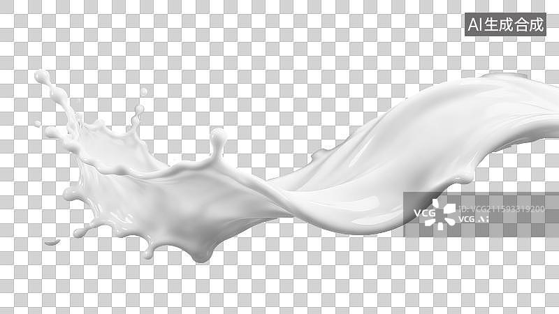 【AI数字艺术】动感牛奶飞溅瞬间PNG免抠素材图片素材