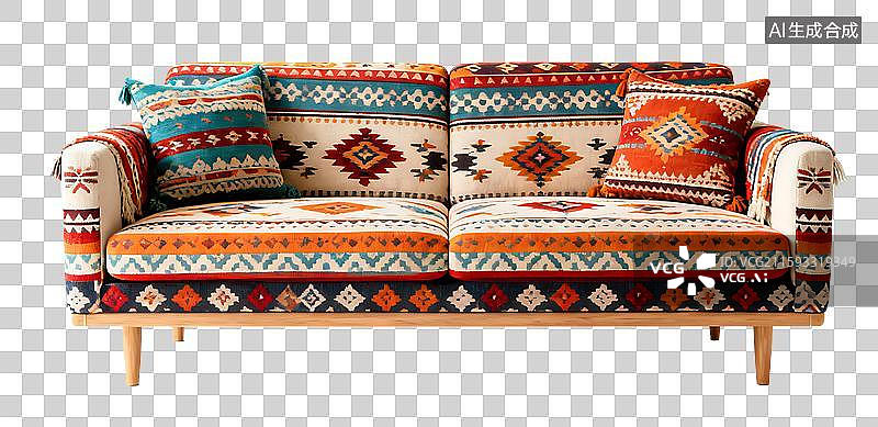 【AI数字艺术】北欧欧美波西米亚风格布艺沙发PNG免抠素材图片素材