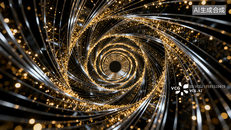 【AI数字艺术】黑金风格旋转透视视觉线条背景图图片素材