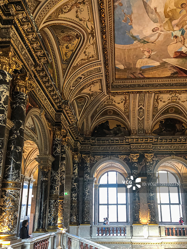 欧洲旅行 维也纳艺术史博物馆 华丽装饰 西方建筑艺术图片素材