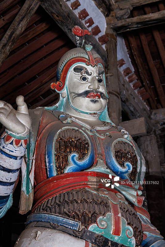 山西忻州原平惠济寺宋代遗构文殊殿内护法金刚塑像图片素材