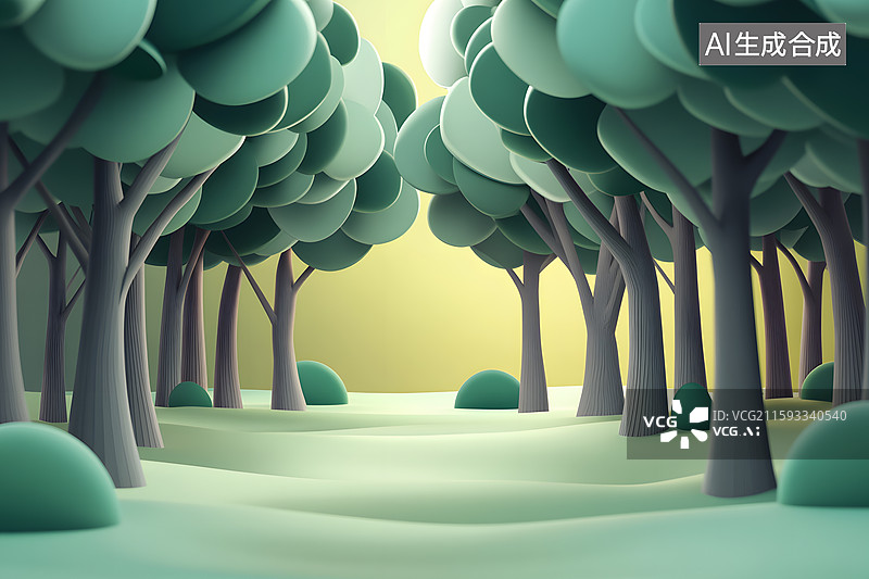 【AI数字艺术】3D松柏森林树林图片素材