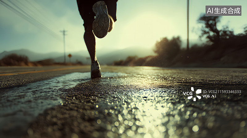 【AI数字艺术】跑步者脚部特写图片素材