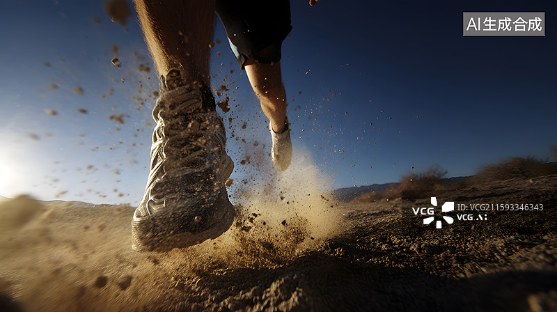 【AI数字艺术】跑步者脚部特写图片素材