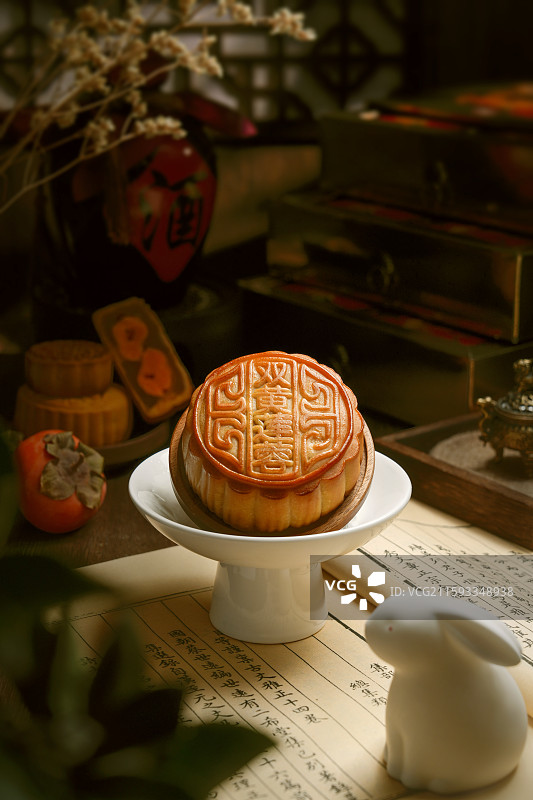 双黄莲蓉月饼 中国传统佳节印象图片素材