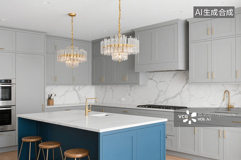 【AI数字艺术】现代厨房设计展示图片素材