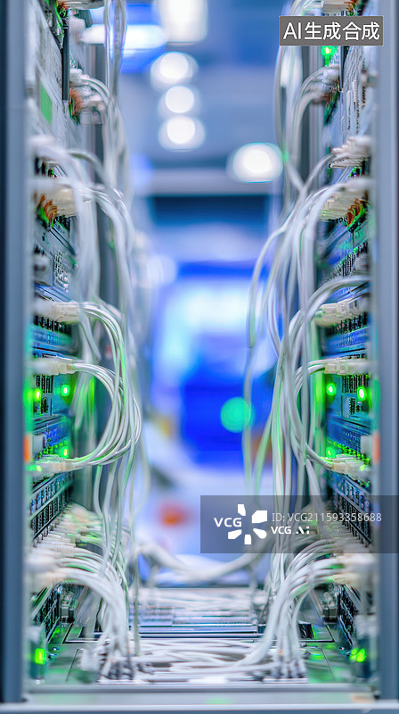 【AI数字艺术】数据中心服务器机柜与线缆图片素材