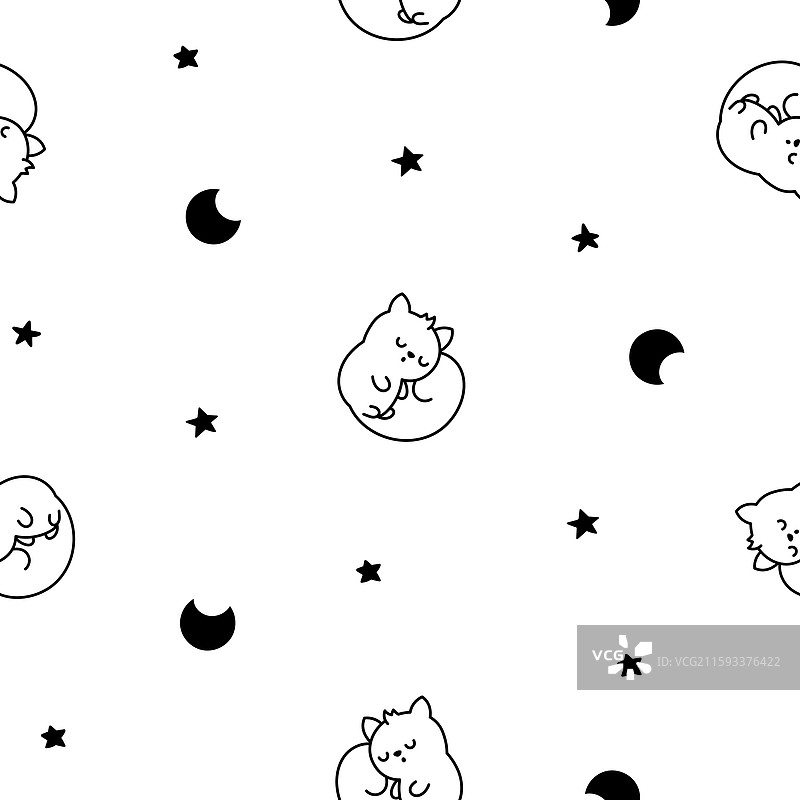 可爱的卡哇伊松鼠无缝图案涂色图片素材