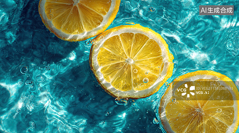【AI数字艺术】写实清新柠檬与水图片素材