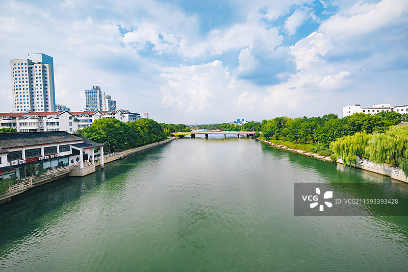 江苏省苏州市 苏州外城河（护城河）胥门段风光图片素材