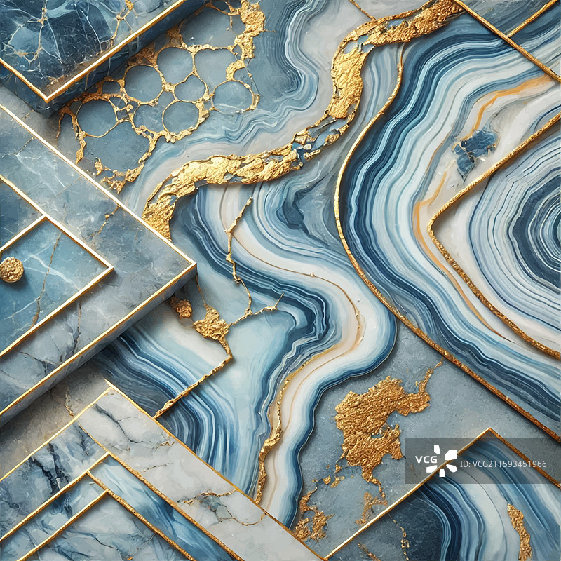 奢华的蓝色大理石丙烯流体艺术3D作品图片素材