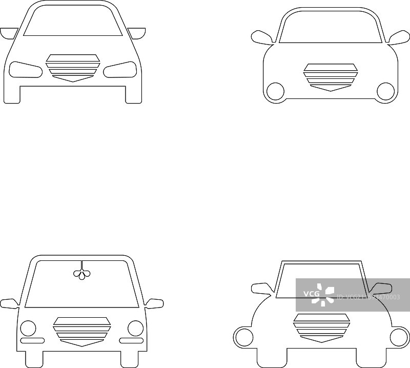 汽车线条图标集图片素材
