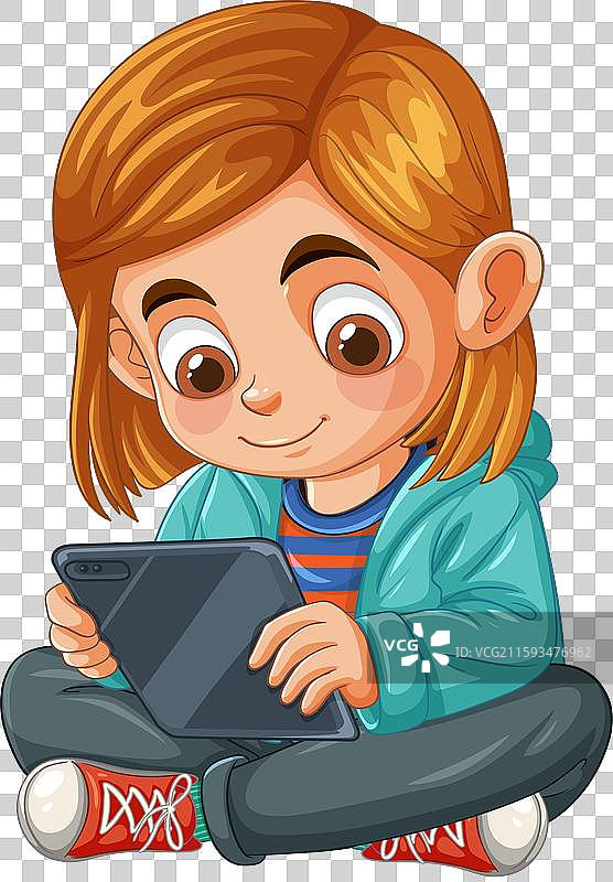 年轻孩子在使用平板电脑图片素材