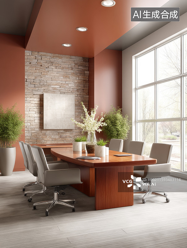 【AI数字艺术】现代会议室布置图片素材