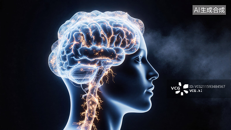 【AI数字艺术】大脑神经活动图片素材