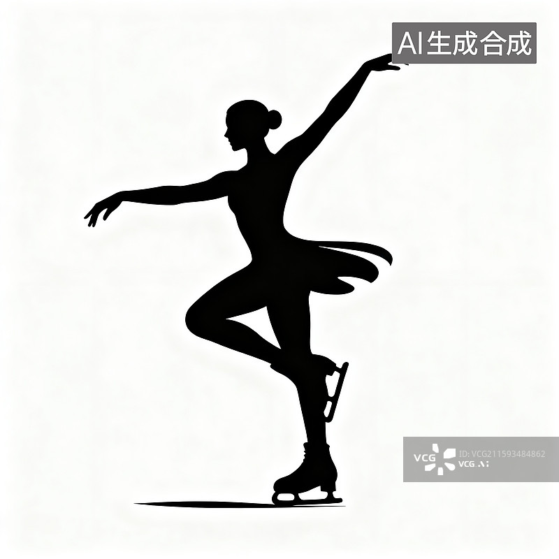 【AI数字艺术】体育项目，体育赛事，花样滑冰运动员剪影图片素材