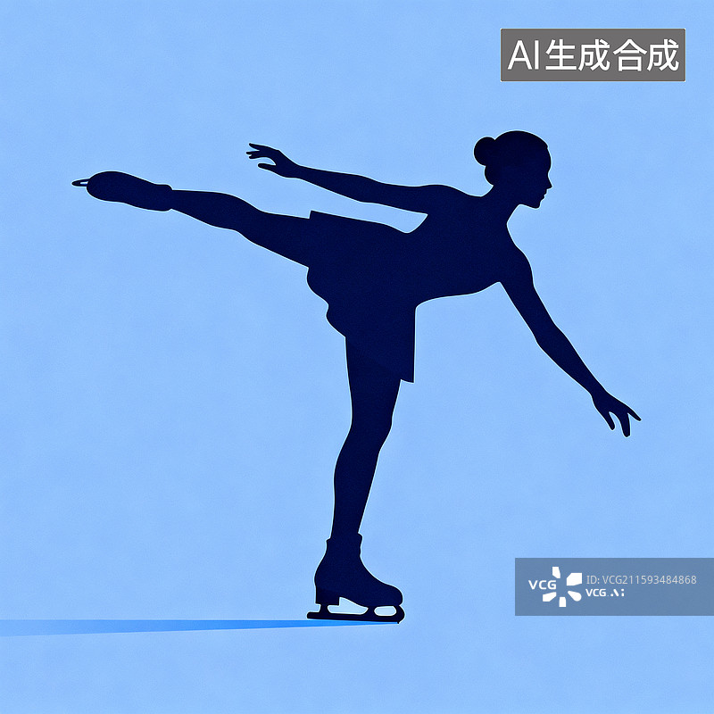 【AI数字艺术】体育项目，体育赛事，花样滑冰运动员剪影图片素材