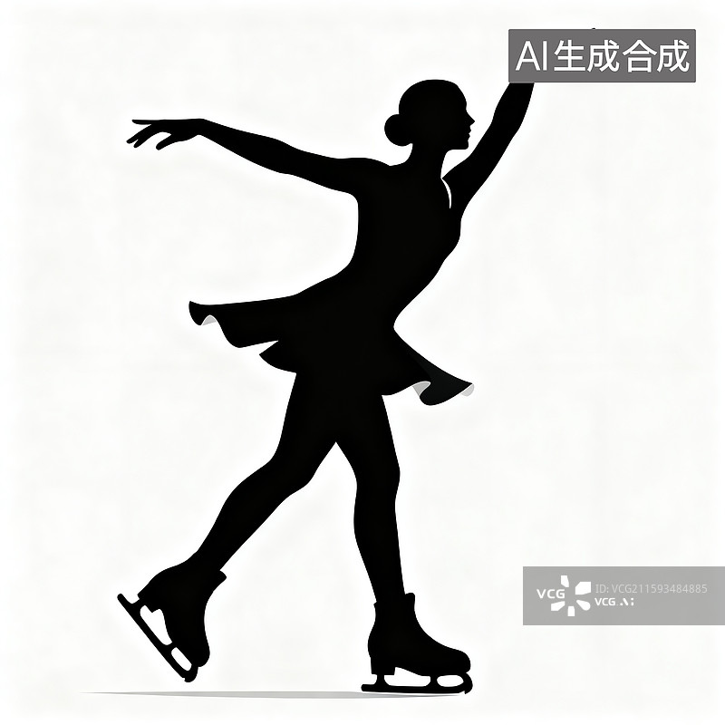 【AI数字艺术】体育项目，体育赛事，花样滑冰运动员剪影图片素材