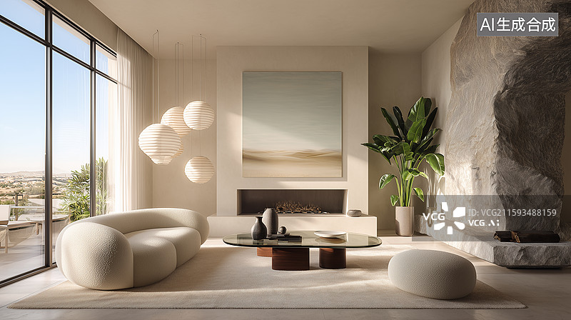 【AI数字艺术】奢华极简休息空间图片素材