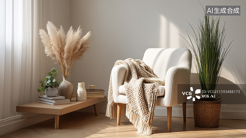 【AI数字艺术】自然光极简角落图片素材