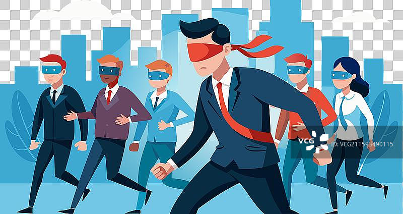 盲fold的商界人士在危机中图片素材