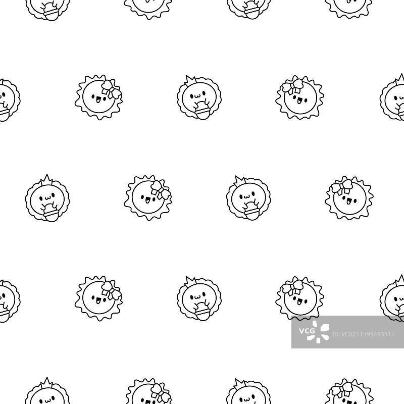 可爱的卡哇伊太阳带面孔的涂色页图片素材