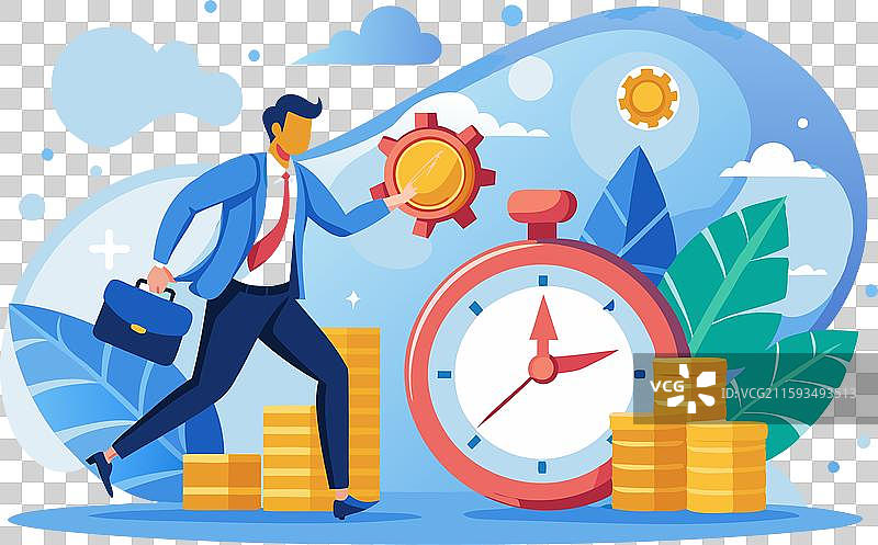 商人投入时间以实现财务增长图片素材