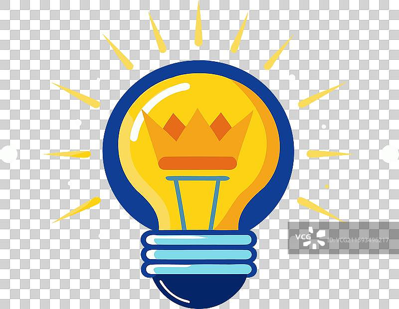 带有王冠的发光灯泡图片素材