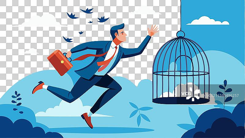 商人逃离鸟笼图片素材
