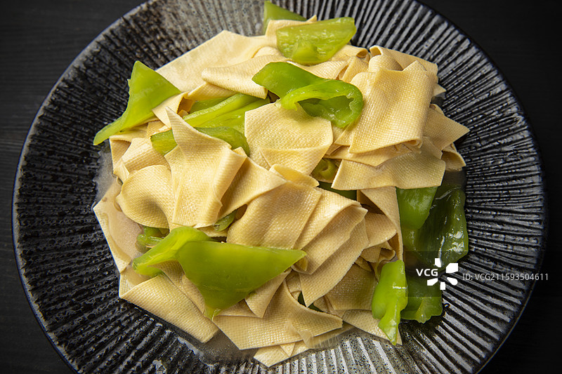 东北美食尖椒干豆腐特写图片素材