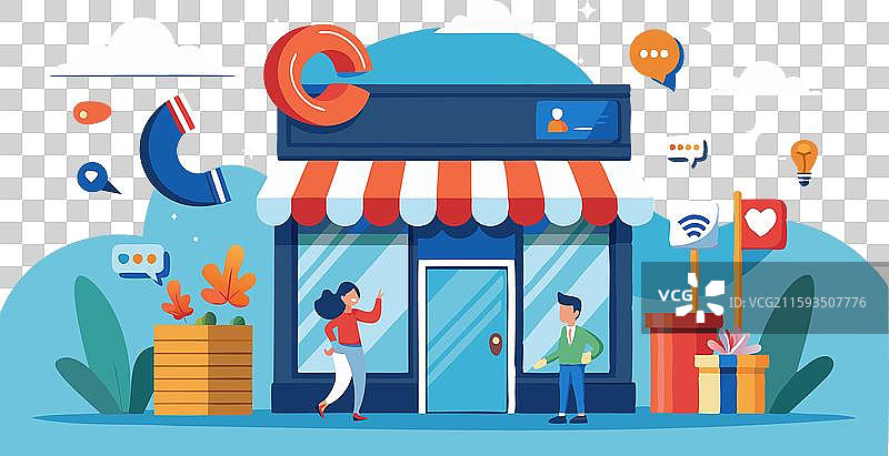 吸引顾客的磁铁商店门面图片素材