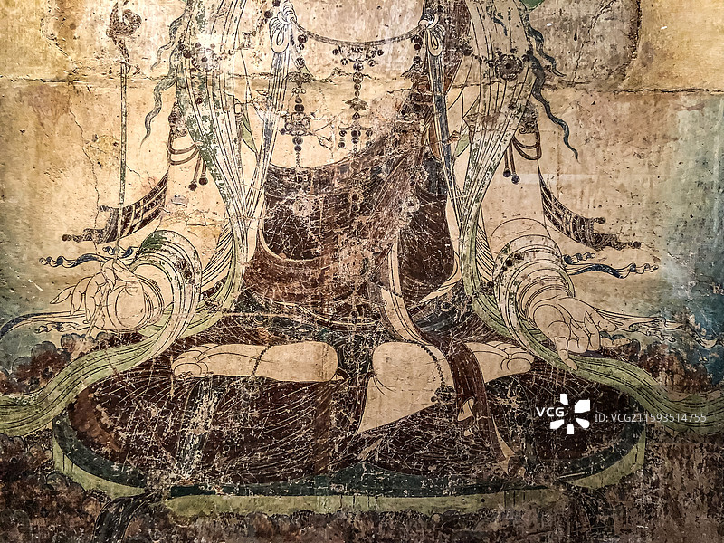 法国吉美博物馆 中国流失海外文物 河南焦作慈胜寺 虚空藏菩萨壁画图片素材